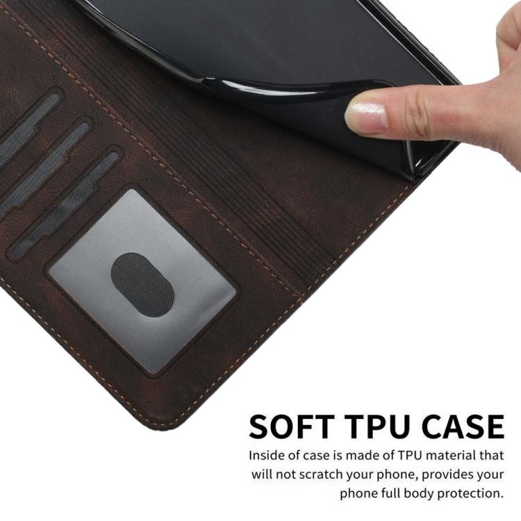 For Google Pixel 10 Pro XL Cubic Skin Feel Flip Leather Phone Case(Brown) - Google Cases by buy2fix | Online Shopping UK | buy2fix