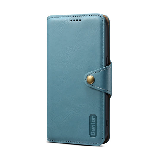 For iPhone 12 Pro Denior Cowhide Texture Wallet Style Leather Phone Case(Blue) - iPhone 12 / 12 Pro Cases by Denior | Online Shopping UK | buy2fix