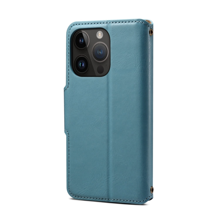 For iPhone 11 Denior Cowhide Texture Wallet Style Leather Phone Case(Blue) - iPhone 11 Cases by Denior | Online Shopping UK | buy2fix