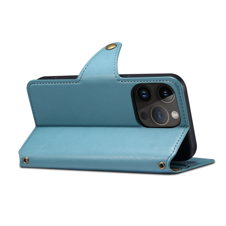 For iPhone 11 Pro Denior Cowhide Texture Wallet Style Leather Phone Case(Blue) - iPhone 11 Pro Cases by Denior | Online Shopping UK | buy2fix