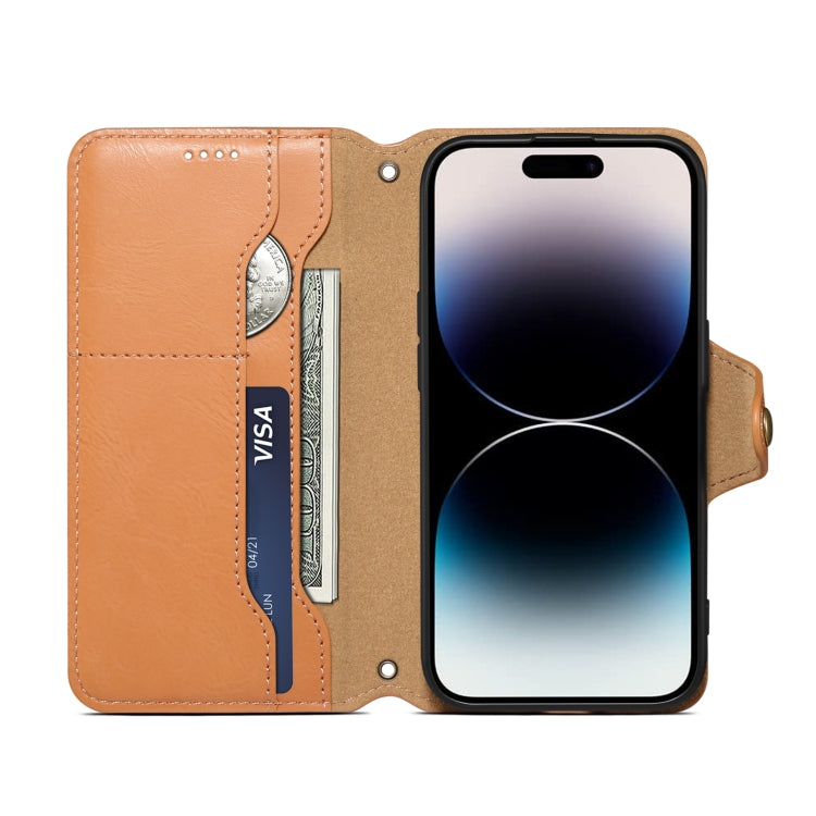 For iPhone 11 Pro Denior Cowhide Texture Wallet Style Leather Phone Case(Khaki) - iPhone 11 Pro Cases by Denior | Online Shopping UK | buy2fix