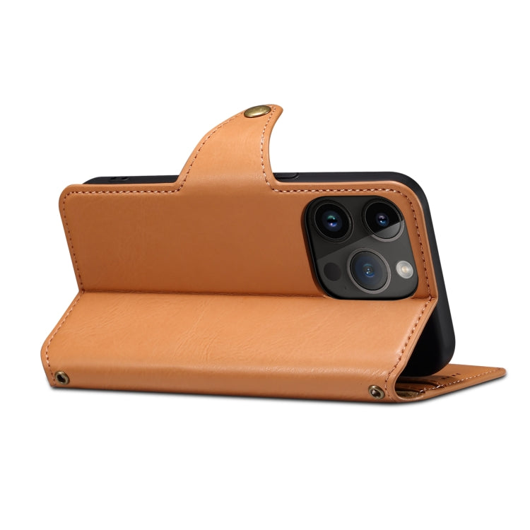 For iPhone 11 Pro Denior Cowhide Texture Wallet Style Leather Phone Case(Khaki) - iPhone 11 Pro Cases by Denior | Online Shopping UK | buy2fix