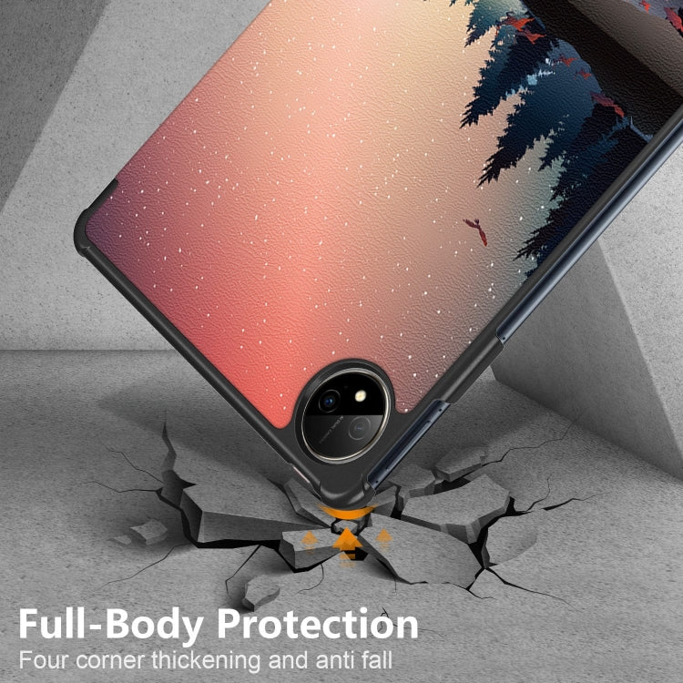 For Huawei MatePad Pro 11 2024 / 2022 Coloured Drawing 3-Fold Smart Leather Tablet Case(Sunset) by buy2fix