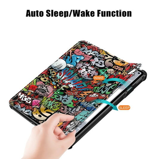 For Huawei MatePad Pro 11 2024 / 2022 Coloured Drawing 3-Fold Smart Leather Tablet Case(Graffiti) by buy2fix