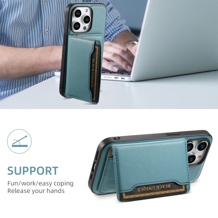 For iPhone 12 Denior Cowhide Texture Leather MagSafe Detachable Wallet Phone Case(Blue) by Denior