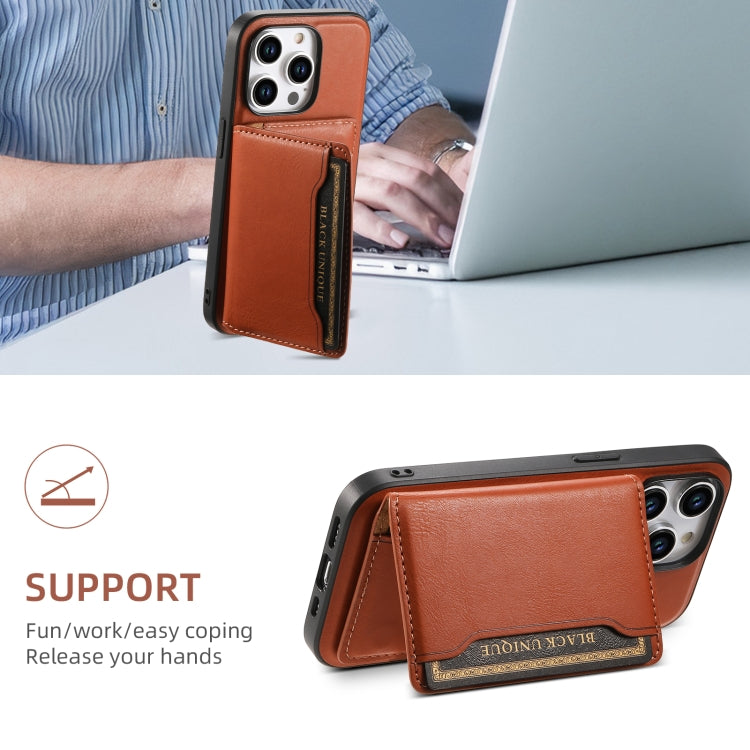 For iPhone 12 Pro Max Denior Cowhide Texture Leather MagSafe Detachable Wallet Phone Case(Brown) by Denior