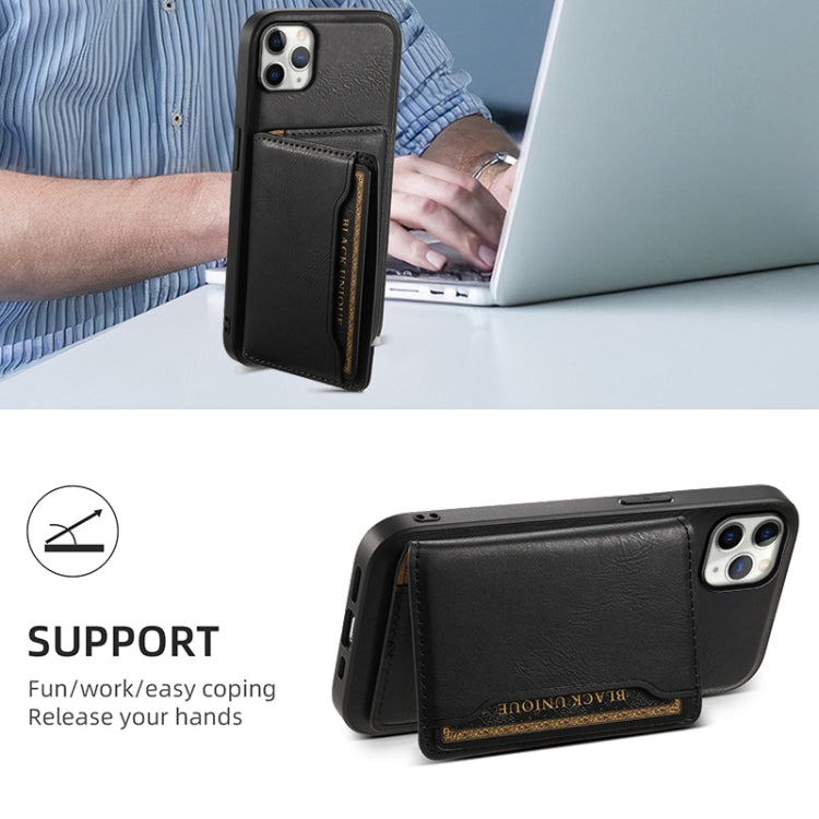 For iPhone 11 Pro Max Denior Cowhide Texture Leather MagSafe Detachable Wallet Phone Case(Black) by Denior