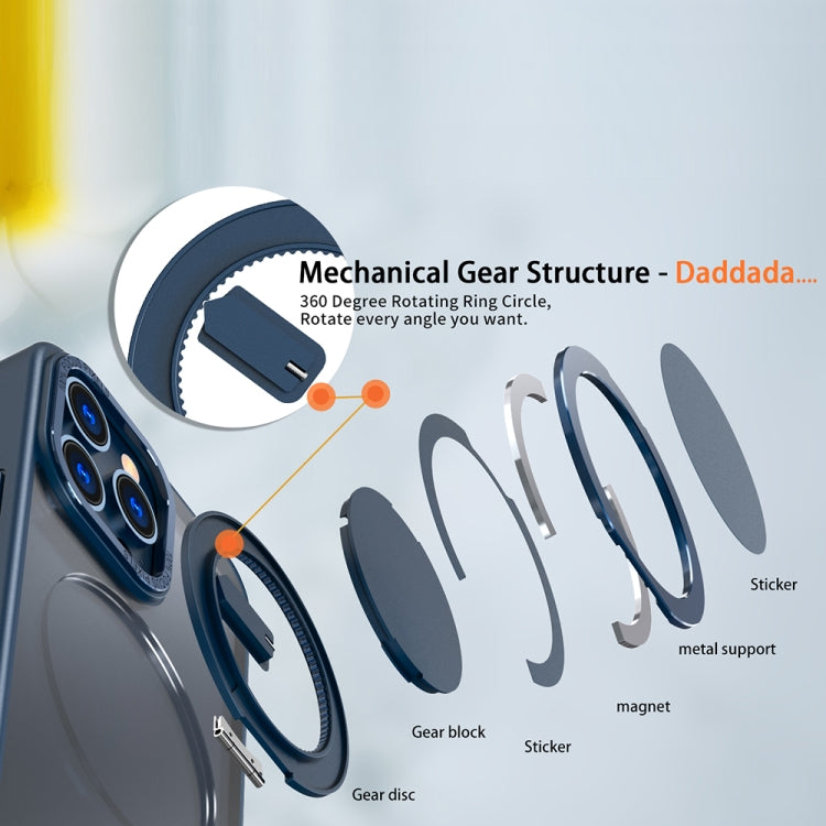 For iPhone 15 Pro 360-degree Rotating MagSafe Magnetic Holder Phone Case(Navy Blue) by buy2fix