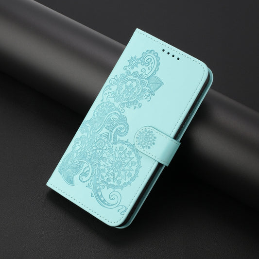 For Xiaomi 14 Datura Flower Embossed Flip Leather Phone Case(Light blue) by buy2fix