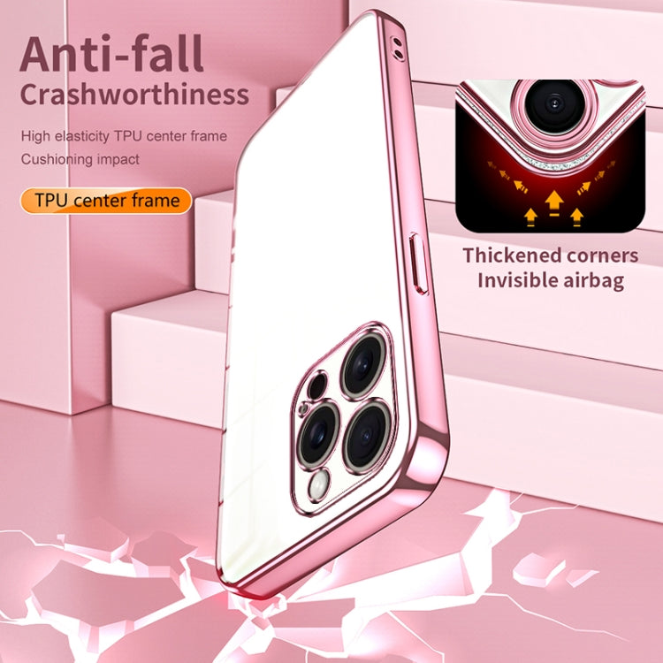 For iPhone 16 Pro Max Transparent Plating Fine Hole Phone Case(Blue) by buy2fix