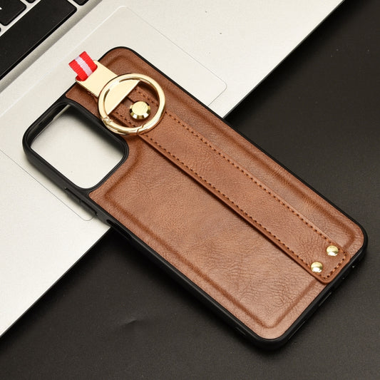 For Motorola Moto G Play 5G 2024 Wristband Leather Back Phone Case(Brown) by buy2fix
