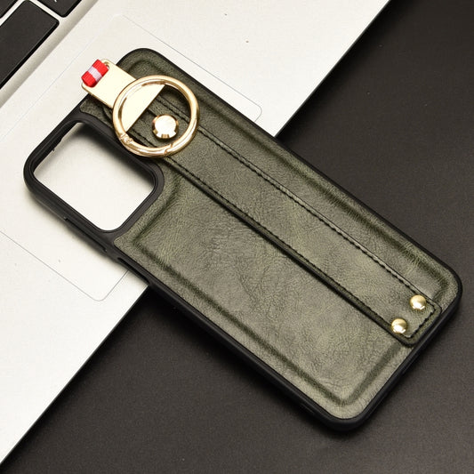 For Motorola Moto G Play 4G 2024 Wristband Leather Back Phone Case(Green) by buy2fix
