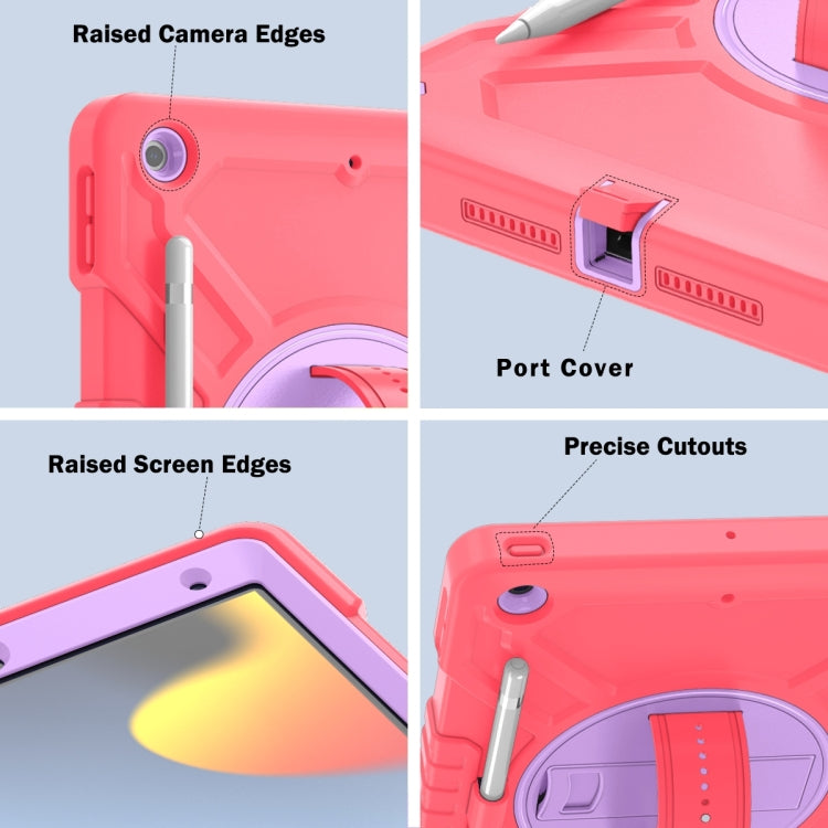 For iPad 10.2 2021 / 2020 / 2019 X Rotation PC Hybrid Silicone Tablet Case with Strap(Red Purple) - iPad 10.2 Cases by buy2fix | Online Shopping UK | buy2fix
