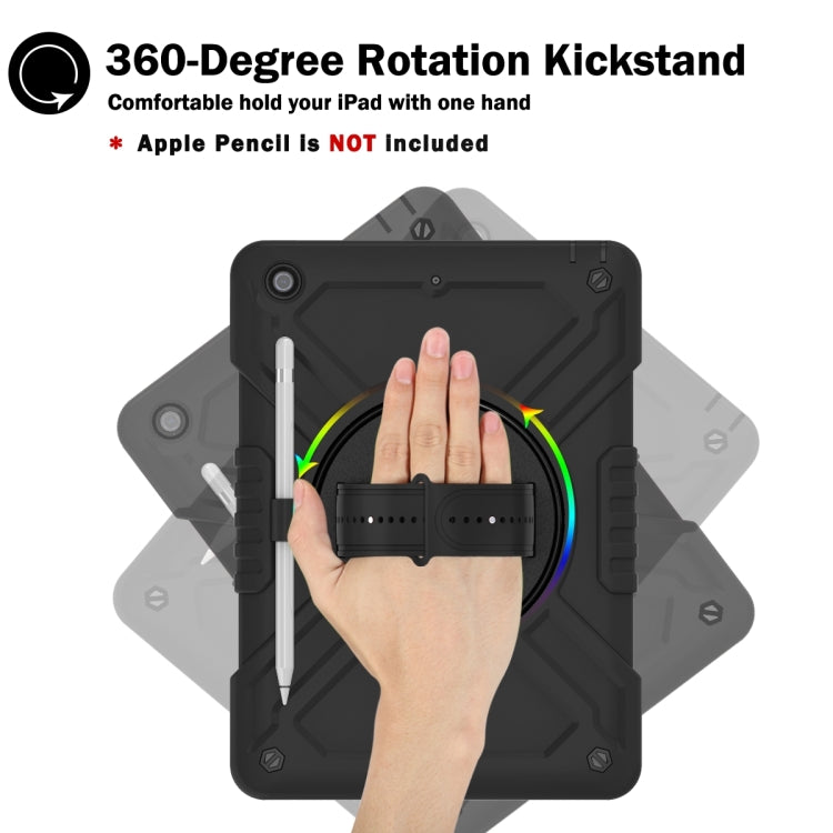 For iPad 10.2 2021 / 2020 / 2019 X Rotation PC Hybrid Silicone Tablet Case with Strap(Full Black) - iPad 10.2 Cases by buy2fix | Online Shopping UK | buy2fix