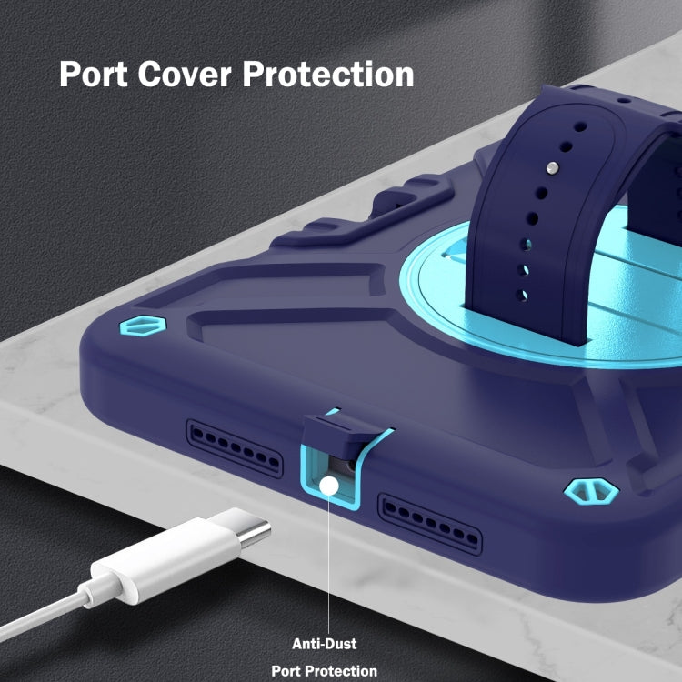 For iPad mini 6 / mini 2024 X Rotation PC Hybrid Silicone Tablet Case with Strap(Navy Sky Blue) - iPad mini 6 Cases by buy2fix | Online Shopping UK | buy2fix