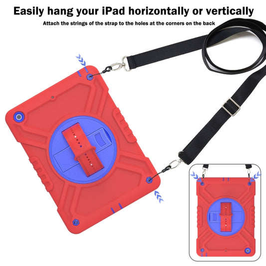 For iPad Air / Air 2 / 9.7 2018 / 2017 X Rotation PC Hybrid Silicone Tablet Case with Strap(Red Blue) - iPad 9.7 (2018) & (2017) Cases by buy2fix | Online Shopping UK | buy2fix