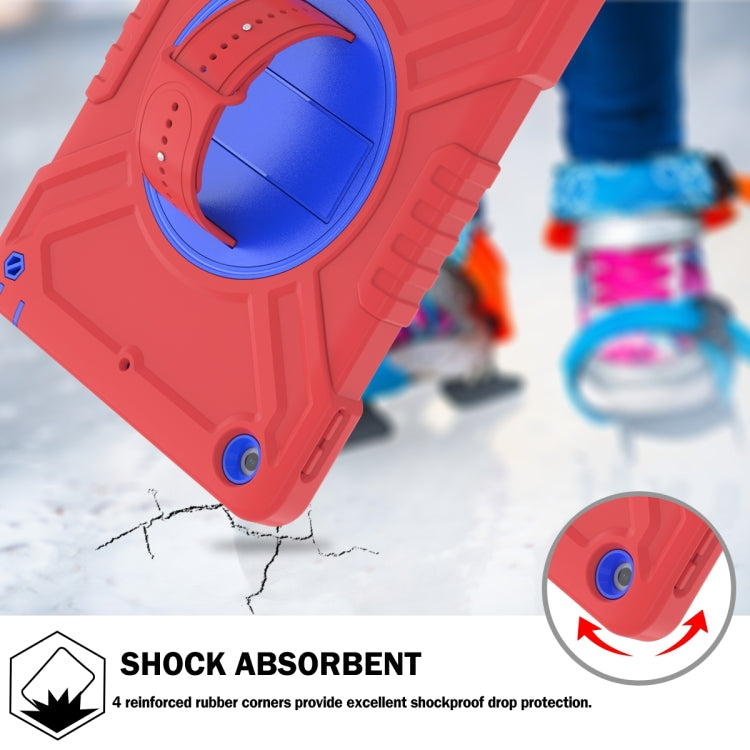 For iPad Air / Air 2 / 9.7 2018 / 2017 X Rotation PC Hybrid Silicone Tablet Case with Strap(Red Blue) - iPad 9.7 (2018) & (2017) Cases by buy2fix | Online Shopping UK | buy2fix