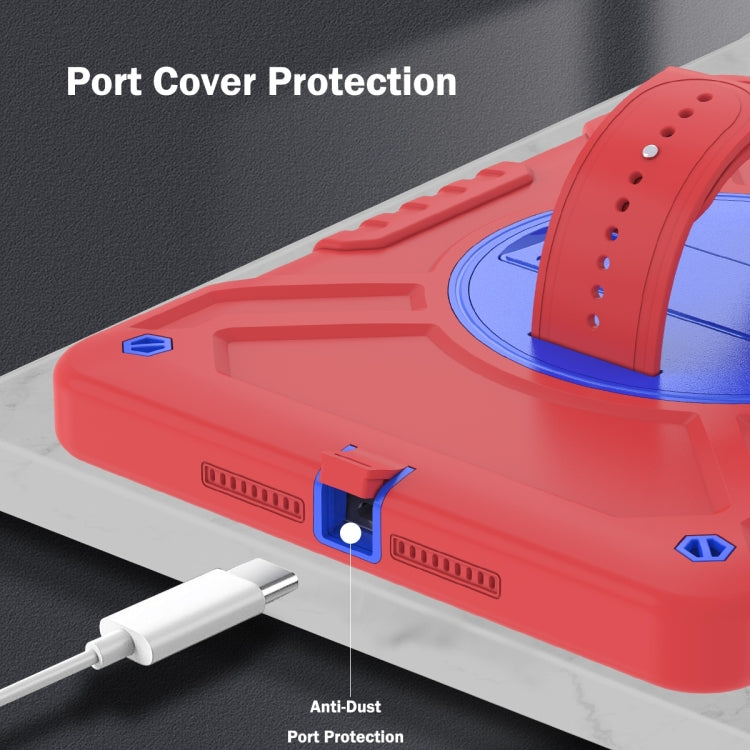 For iPad Air / Air 2 / 9.7 2018 / 2017 X Rotation PC Hybrid Silicone Tablet Case with Strap(Red Blue) - iPad 9.7 (2018) & (2017) Cases by buy2fix | Online Shopping UK | buy2fix