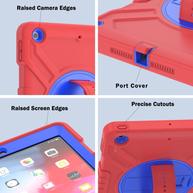 For iPad Air / Air 2 / 9.7 2018 / 2017 X Rotation PC Hybrid Silicone Tablet Case with Strap(Red Blue) - iPad 9.7 (2018) & (2017) Cases by buy2fix | Online Shopping UK | buy2fix