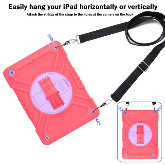 For iPad Air / Air 2 / 9.7 2018 / 2017 X Rotation PC Hybrid Silicone Tablet Case with Strap(Red Purple) - iPad 9.7 (2018) & (2017) Cases by buy2fix | Online Shopping UK | buy2fix
