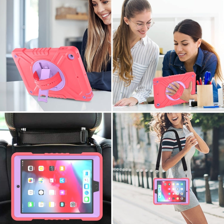 For iPad Air / Air 2 / 9.7 2018 / 2017 X Rotation PC Hybrid Silicone Tablet Case with Strap(Red Purple) - iPad 9.7 (2018) & (2017) Cases by buy2fix | Online Shopping UK | buy2fix