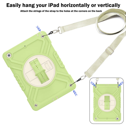 For iPad Air / Air 2 / 9.7 2018 / 2017 X Rotation PC Hybrid Silicone Tablet Case with Strap(Yellow Green White) - iPad 9.7 (2018) & (2017) Cases by buy2fix | Online Shopping UK | buy2fix