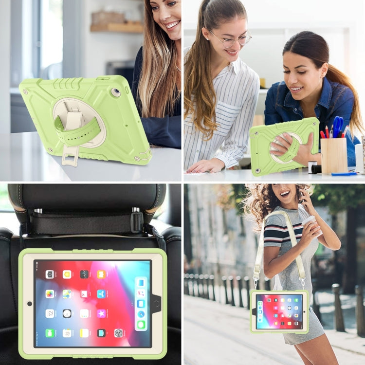 For iPad Air / Air 2 / 9.7 2018 / 2017 X Rotation PC Hybrid Silicone Tablet Case with Strap(Yellow Green White) - iPad 9.7 (2018) & (2017) Cases by buy2fix | Online Shopping UK | buy2fix