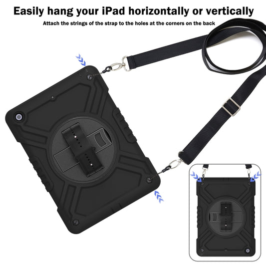 For iPad Air / Air 2 / 9.7 2018 / 2017 X Rotation PC Hybrid Silicone Tablet Case with Strap(Full Black) - iPad 9.7 (2018) & (2017) Cases by buy2fix | Online Shopping UK | buy2fix