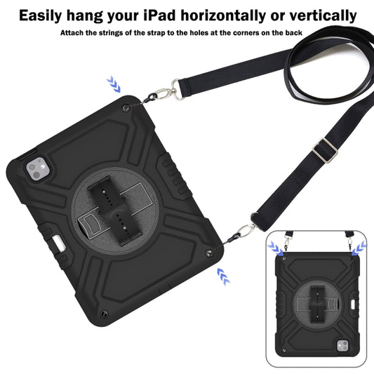 For iPad Pro 11 2025 / 2024 X Rotation PC Hybrid Silicone Tablet Case with Strap(Full Black) by buy2fix