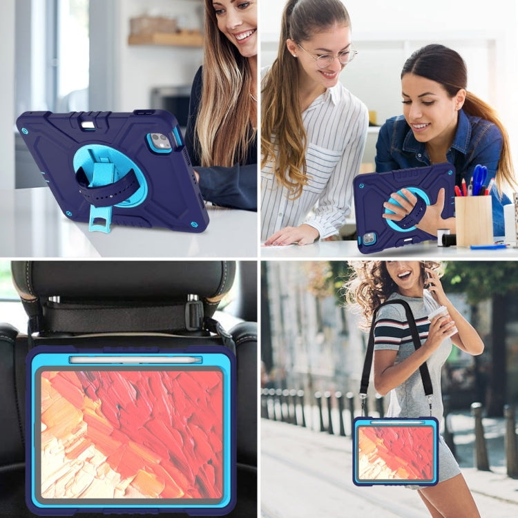 For iPad Pro 11 2025 / 2024 X Rotation PC Hybrid Silicone Tablet Case with Strap(Navy Sky Blue) by buy2fix