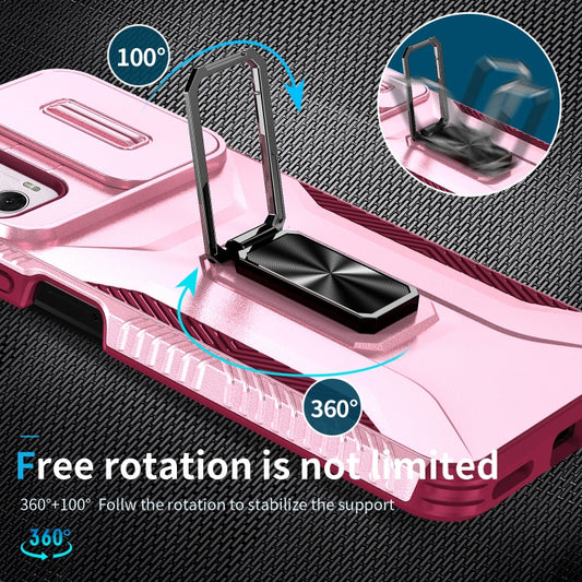 For Motorola Moto G Power 2024 Sliding Camshield Holder Phone Case(Pink + Rose Red) by buy2fix