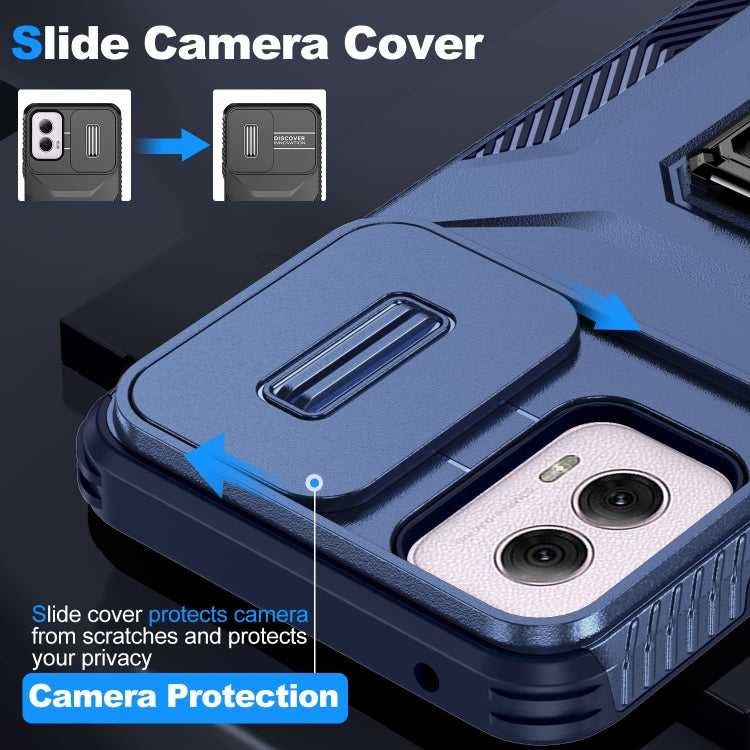 For Motorola Moto G Power 2024 Sliding Camshield Holder Phone Case(Blue) by buy2fix