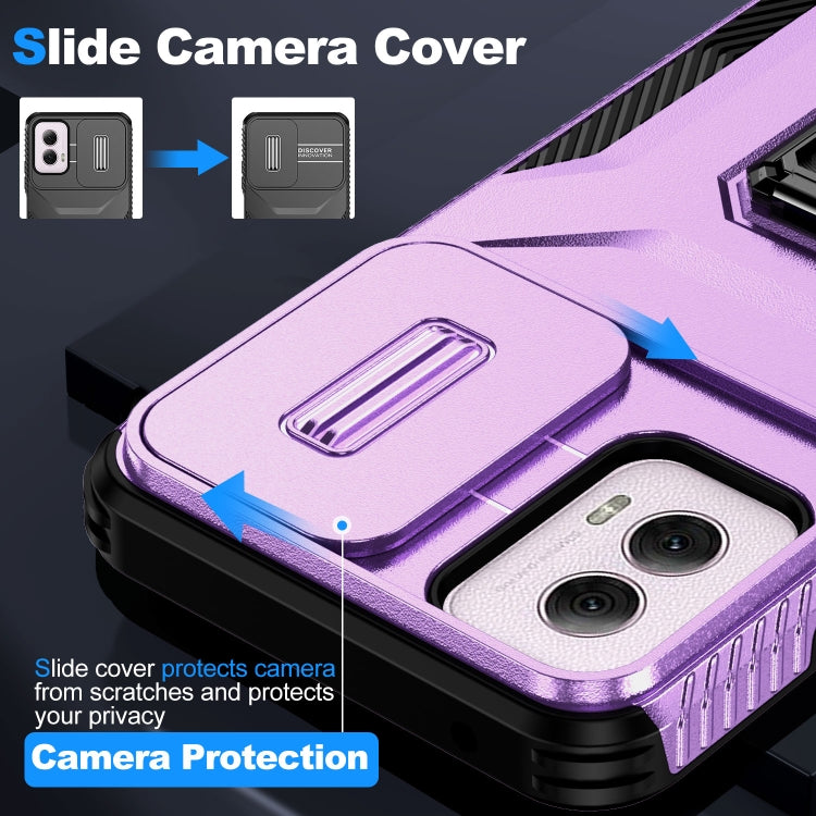 For Motorola Moto G Power 2024 Sliding Camshield Holder Phone Case(Purple) by buy2fix