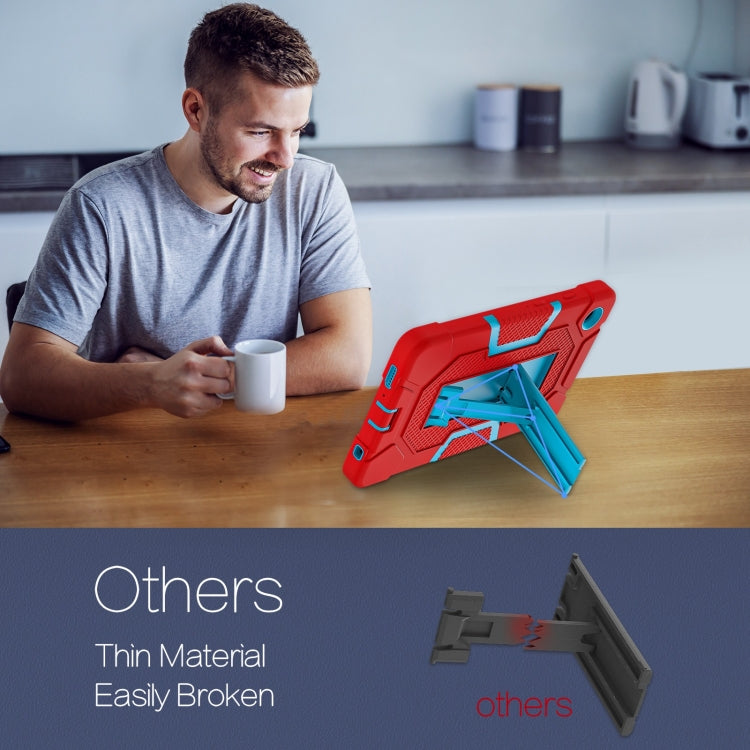 For Samsung Galaxy Tab A9 X115 Contrast Color Robot Silicone Hybrid PC Tablet Case with Holder(Red Blue) - Galaxy Tab A9 by buy2fix | Online Shopping UK | buy2fix