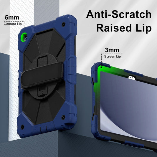 For Samsung Galaxy Tab A9+ Contrast Color Robot C2 Silicone Hybrid PC Tablet Case(Navy Black) by buy2fix