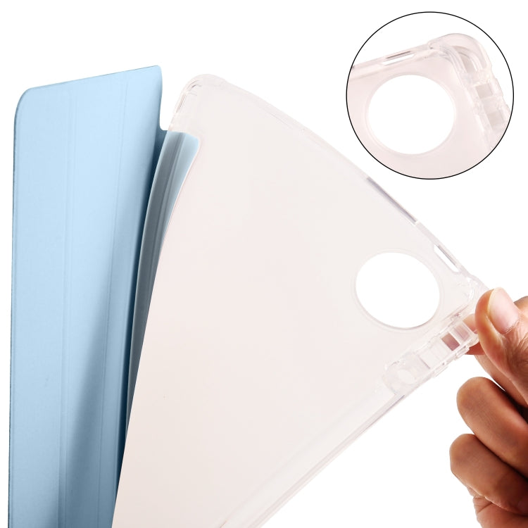 For Huawei MatePad Pro 11 2024 3-fold Clear TPU Leather Tablet Case with Pen Slot(Ice Blue) by buy2fix