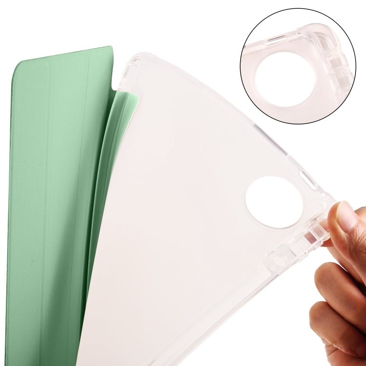 For Huawei MatePad Pro 11 2024 3-fold Clear TPU Leather Tablet Case with Pen Slot(Matcha Green) by buy2fix