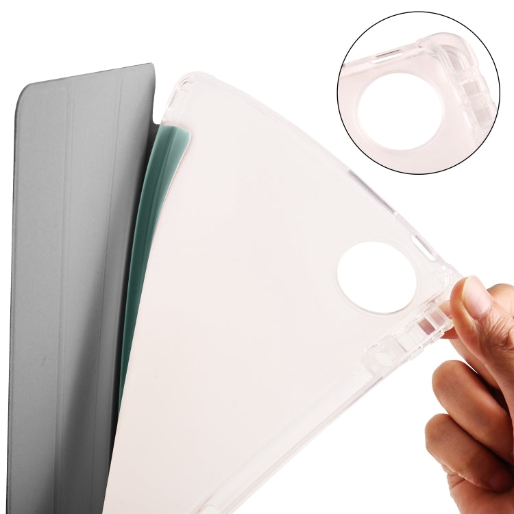 For Huawei MatePad Pro 11 2024 3-fold Clear TPU Leather Tablet Case with Pen Slot(Grey) by buy2fix