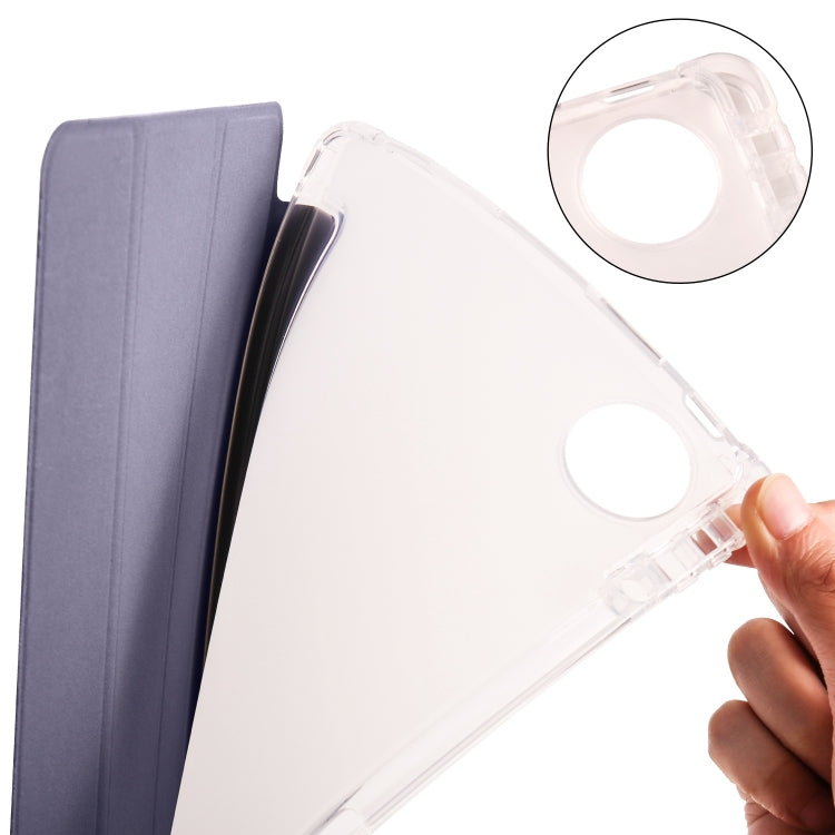 For Huawei MatePad Pro 11 2024 3-fold Clear TPU Leather Tablet Case with Pen Slot(Lavender Purple) by buy2fix