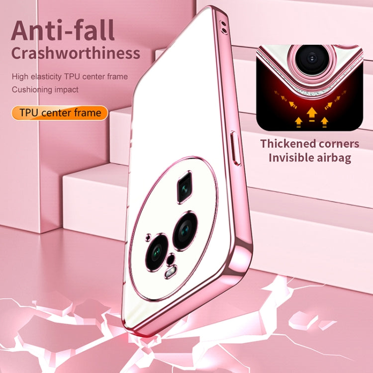 For OPPO Find X6 Pro Transparent Plating Fine Hole Phone Case(Pink) by buy2fix