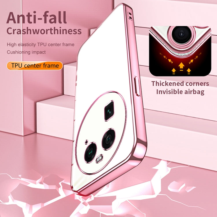 For OPPO Find X6 Transparent Plating Fine Hole Phone Case(Purple) by buy2fix