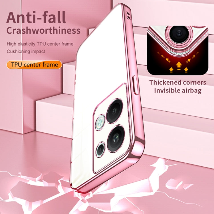 For OPPO Reno9 Pro+ Transparent Plating Fine Hole Phone Case(Pink) by buy2fix