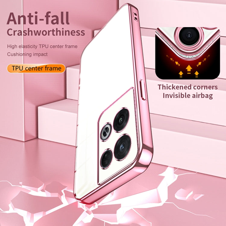 For OPPO Reno8 Pro Transparent Plating Fine Hole Phone Case(Pink) by buy2fix