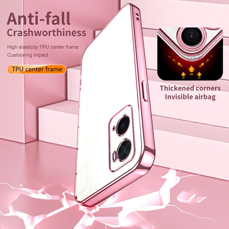 For OPPO A36 / A76 / A96 4G Global Transparent Plating Fine Hole Phone Case(Black) by buy2fix