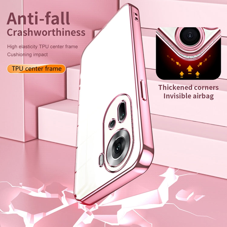 For OPPO Reno11 Global Transparent Plating Fine Hole Phone Case(Pink) by buy2fix