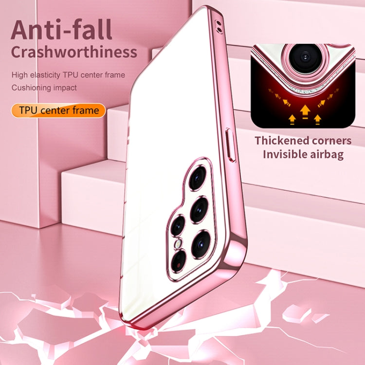 For Samsung Galaxy S22 Ultra 5G Transparent Plating Fine Hole Phone Case(Transparent) by buy2fix