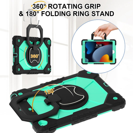 For iPad 10.2 2021 / 2020 / 2019 Contrast Color Robot Silicone Hybrid PC Tablet Case(Black Mint Green) - iPad 10.2 Cases by buy2fix | Online Shopping UK | buy2fix