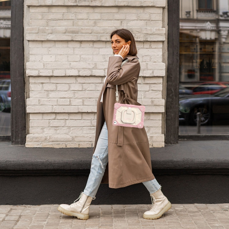 For iPad Air / Air 2 / 9.7 2018/2017 Contrast Color Robot Silicone Hybrid PC Tablet Case(Rose Gold Beige) - iPad 10.2 Cases by buy2fix | Online Shopping UK | buy2fix