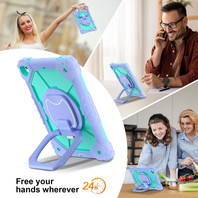 For iPad Air / Air 2 / 9.7 2018/2017 Contrast Color Robot Silicone Hybrid PC Tablet Case(Purple Mint Green) - iPad 10.2 Cases by buy2fix | Online Shopping UK | buy2fix