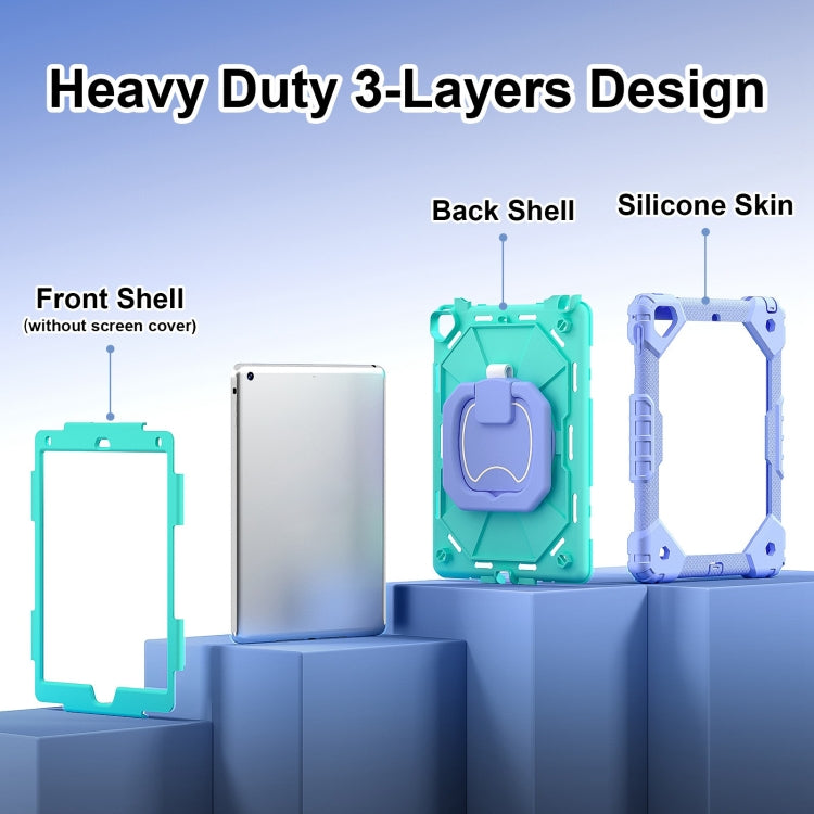 For iPad Air / Air 2 / 9.7 2018/2017 Contrast Color Robot Silicone Hybrid PC Tablet Case(Purple Mint Green) - iPad 10.2 Cases by buy2fix | Online Shopping UK | buy2fix